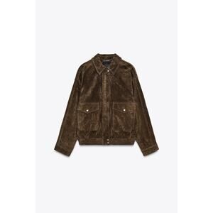 ZARA 100% Suede Bomber Jacket With Pockets - XS